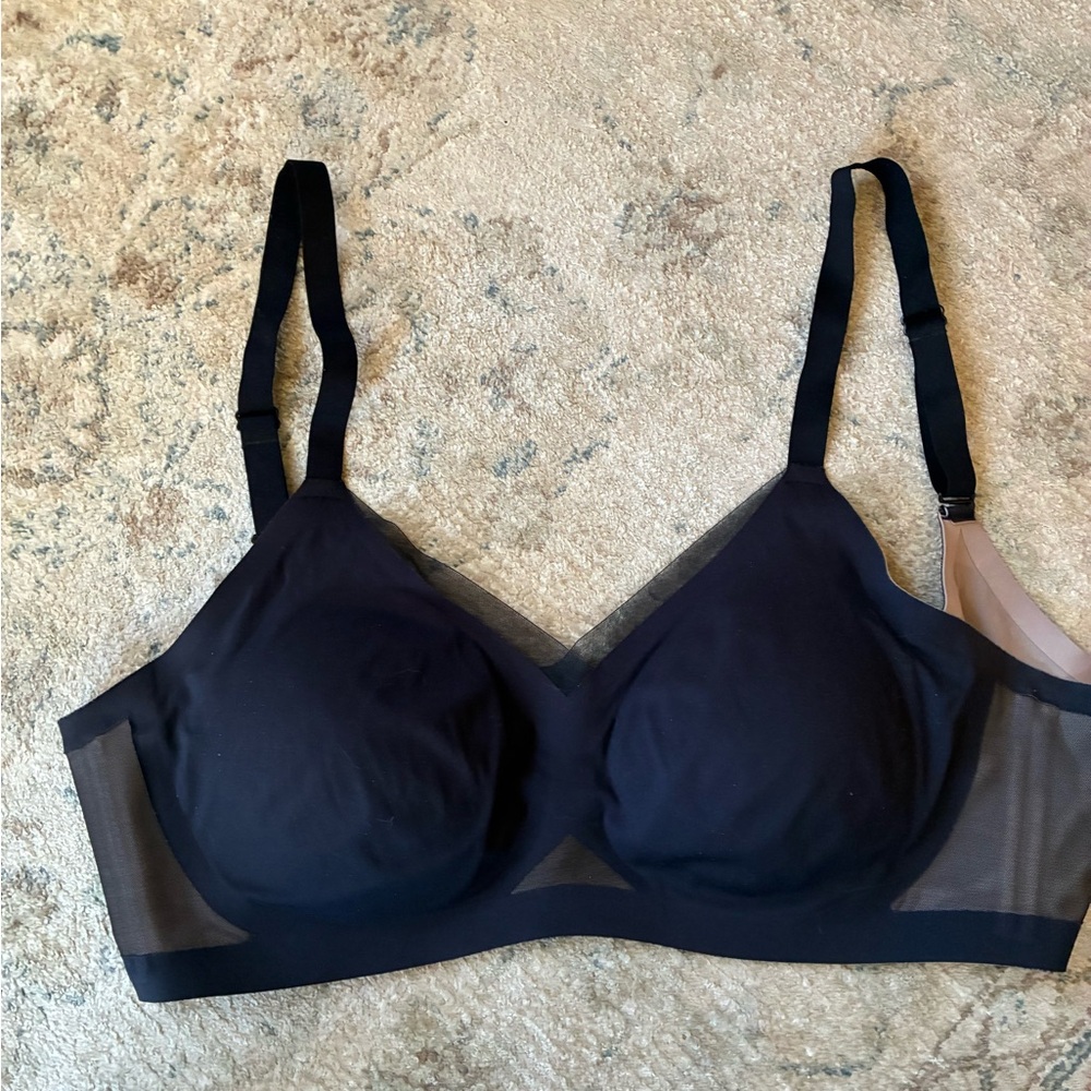 Honeylove CrossOver Wireless V Neck Bra 1X Black Adjustable Convertible Straps